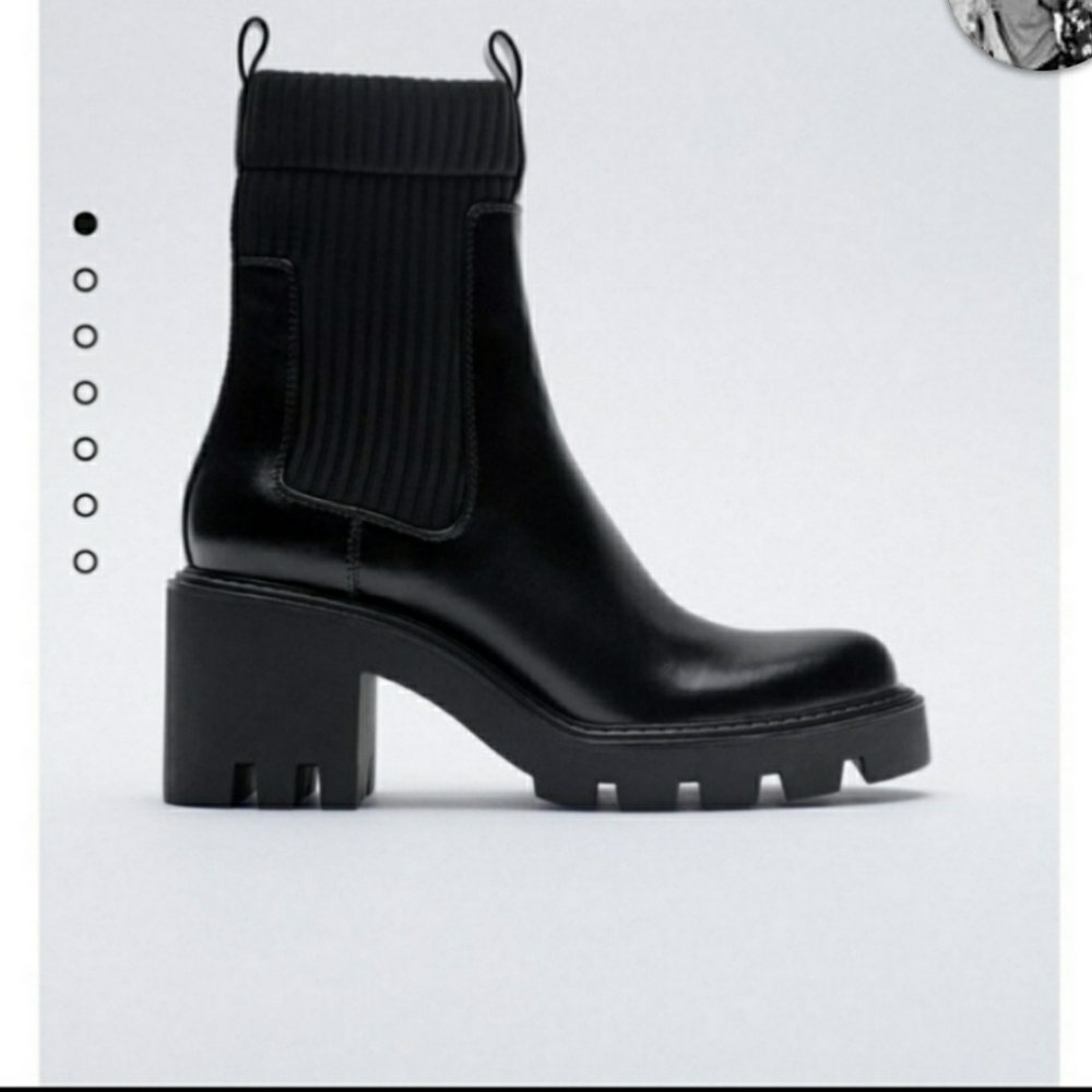ISO! Zara sock style heeled boot lug sole